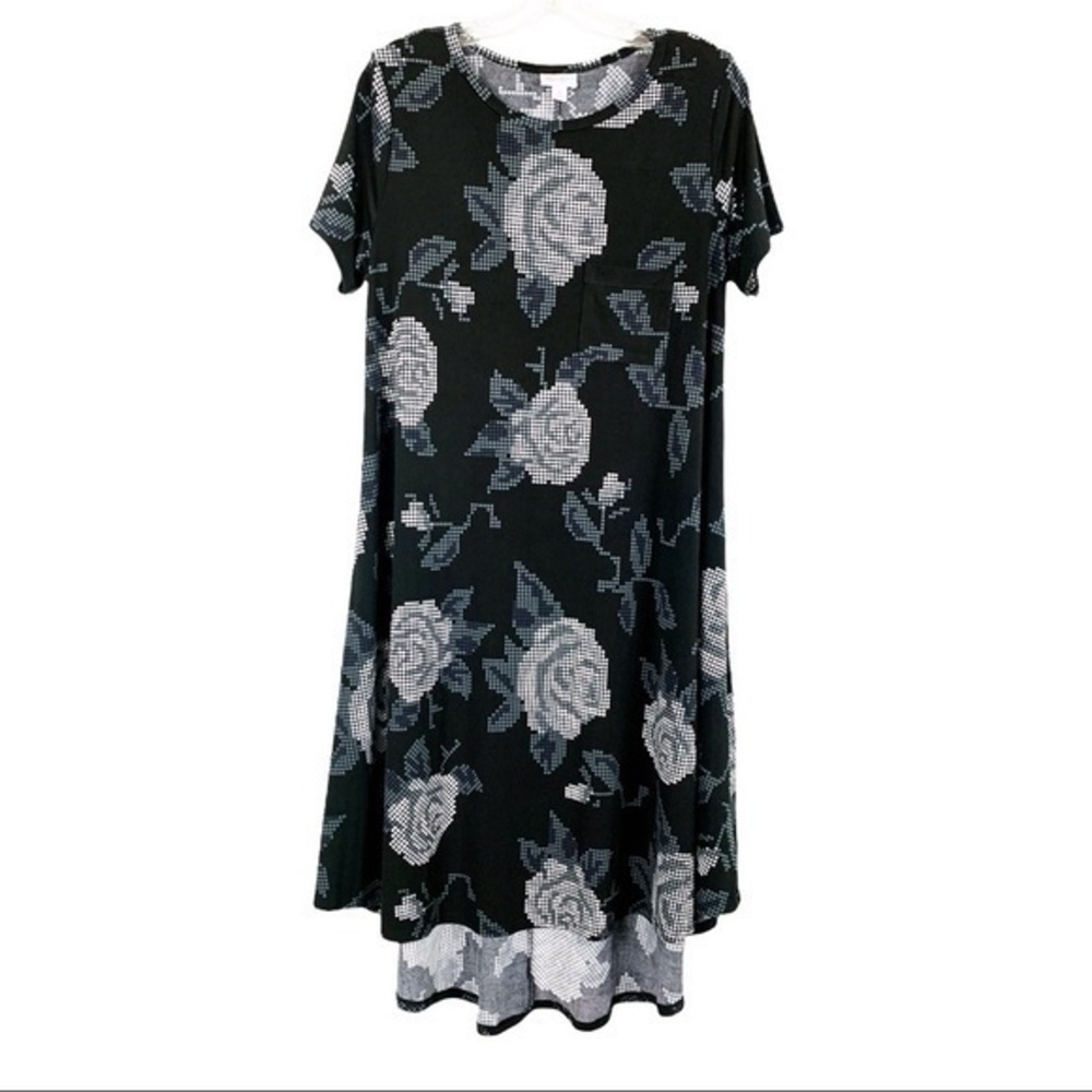 LuLaRoe Black & Grey Floral Print Carly Medium - Picture 5 of 7